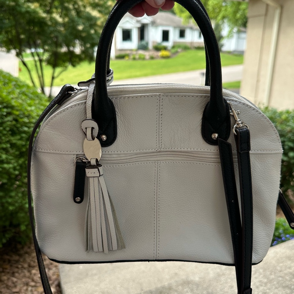 Tignanello White and Black Satchel
